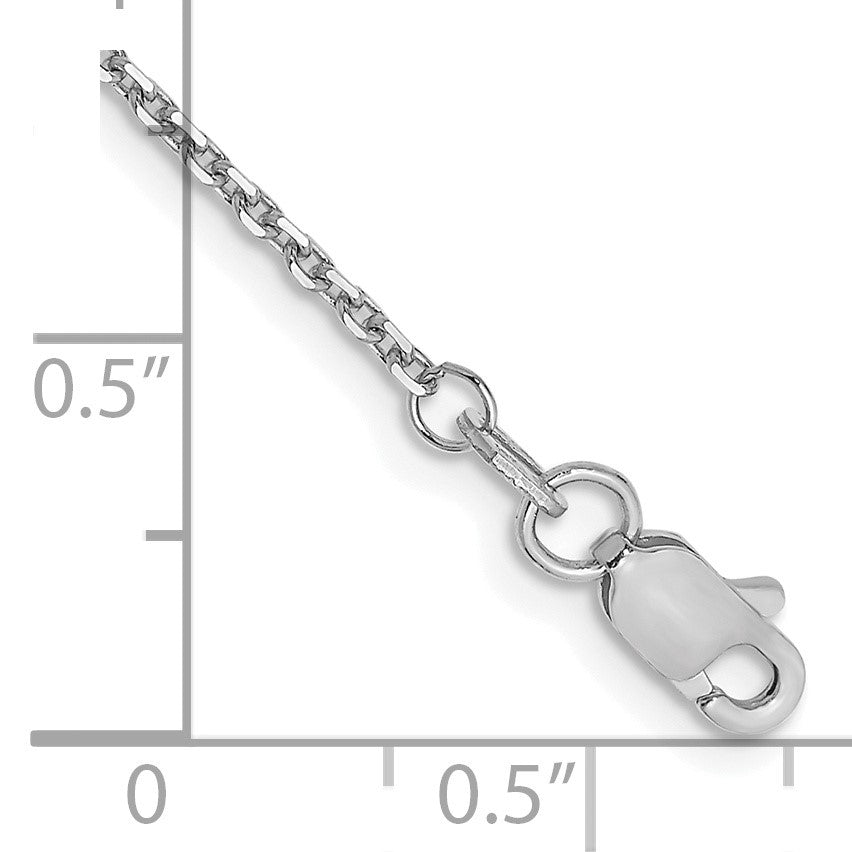 14K White Gold 10 inch 1.4mm Diamond-cut Round Open Link Cable with Lobster Clasp Anklet