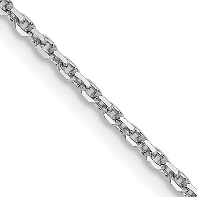 14K White Gold 26 inch 1.4mm Diamond-cut Round Open Link Cable with Lobster Clasp Chain