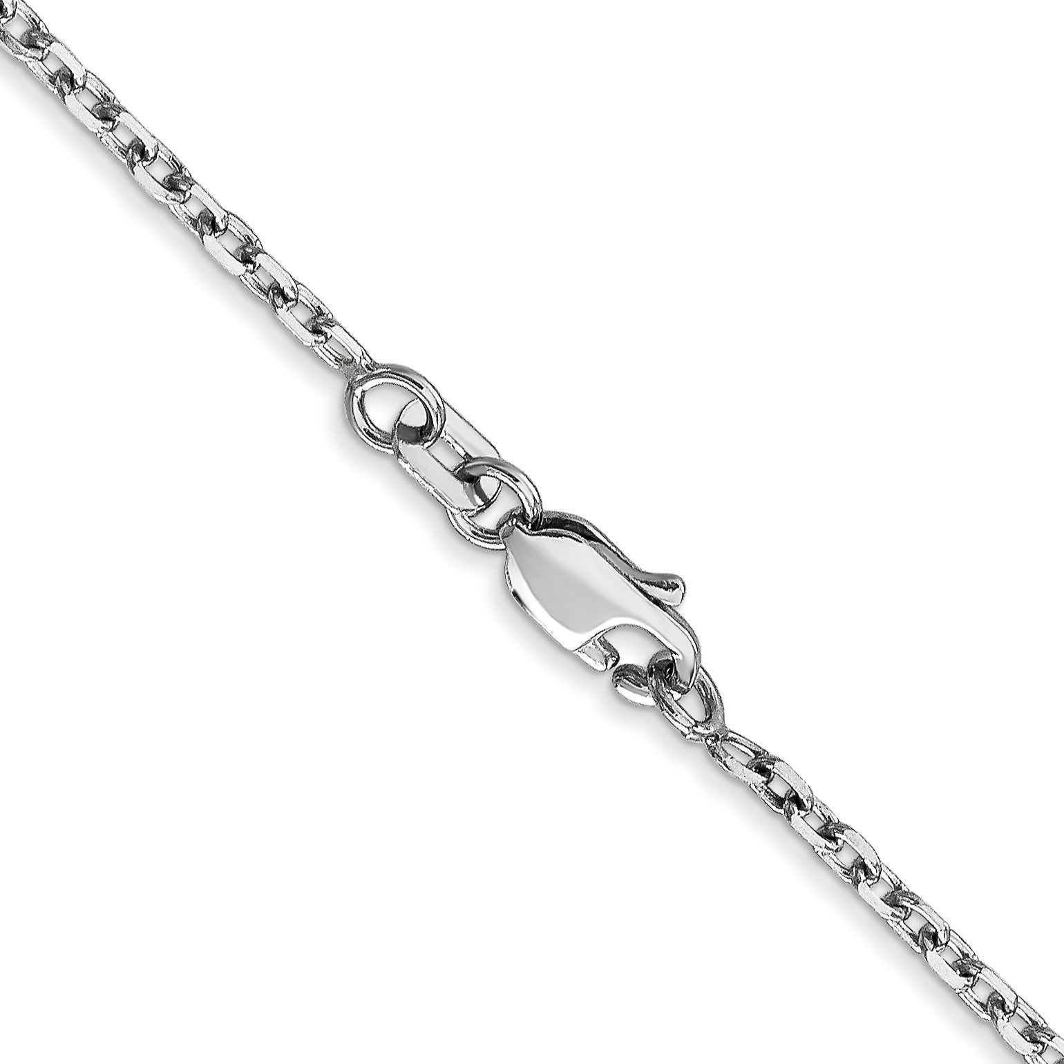 14K White Gold 24 inch 1.8mm Diamond-cut Round Open Link Cable with Lobster Clasp Chain