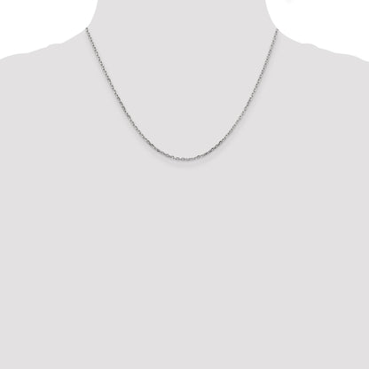 14K White Gold 18 inch 1.8mm Diamond-cut Round Open Link Cable with Lobster Clasp Chain