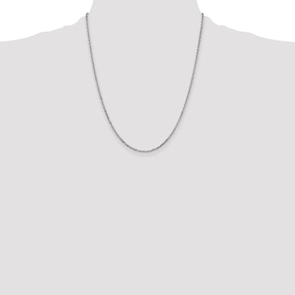14K White Gold 22 inch 1.8mm Diamond-cut Round Open Link Cable with Lobster Clasp Chain