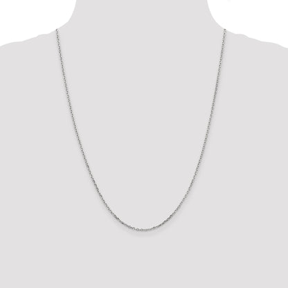 14K White Gold 24 inch 1.8mm Diamond-cut Round Open Link Cable with Lobster Clasp Chain