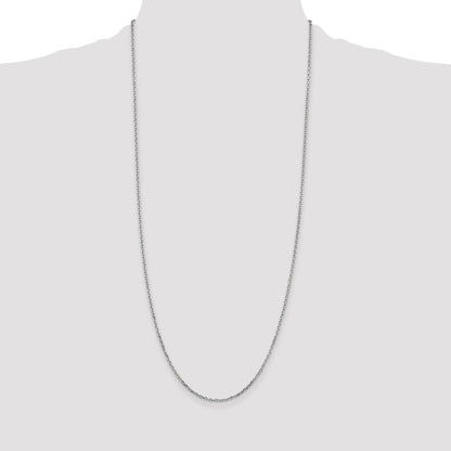 14K White Gold 30 inch 1.8mm Diamond-cut Round Open Link Cable with Lobster Clasp Chain