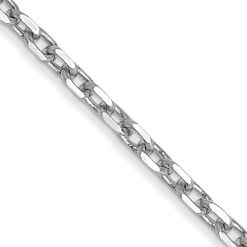 14K White Gold 22 inch 1.8mm Diamond-cut Round Open Link Cable with Lobster Clasp Chain