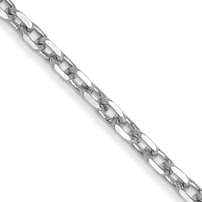 14K White Gold 22 inch 1.8mm Diamond-cut Round Open Link Cable with Lobster Clasp Chain