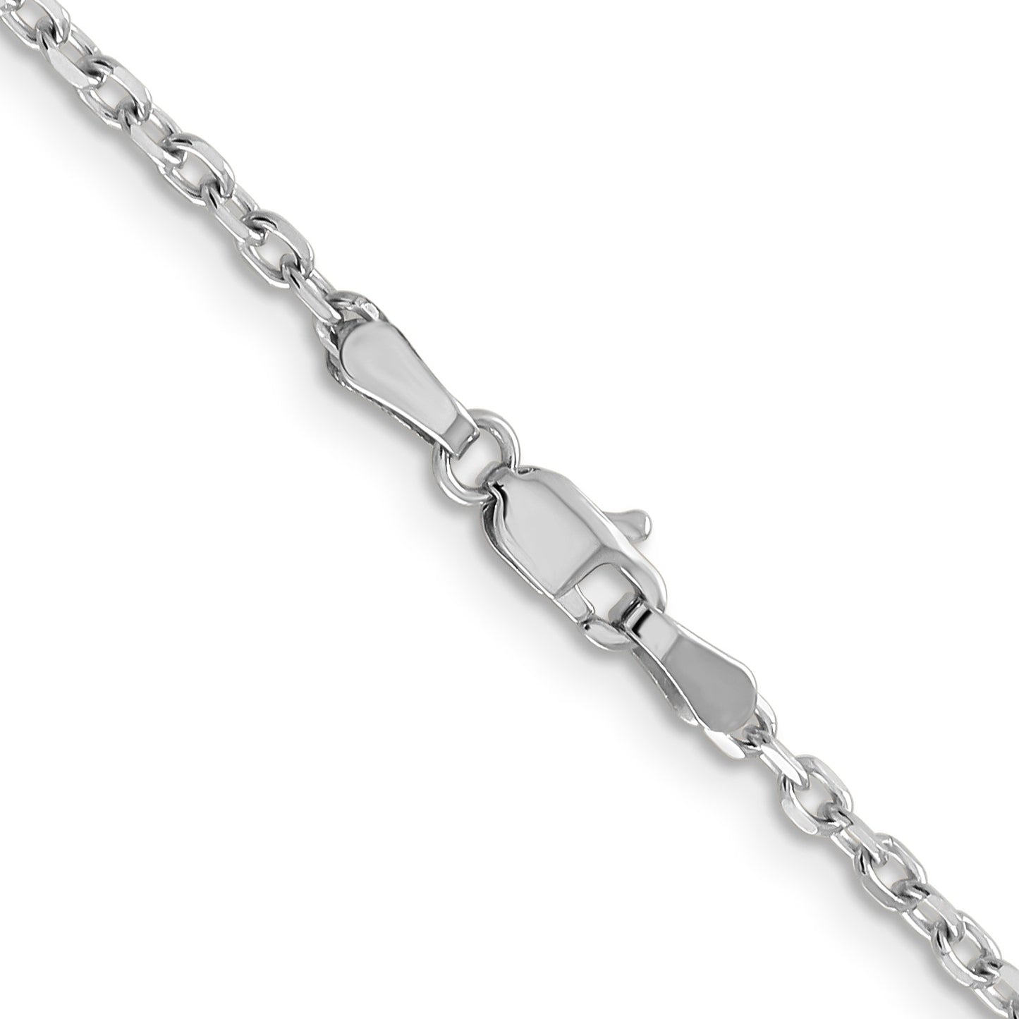 14K White Gold 24 inch 2.2mm Diamond-cut Round Open Link Cable with Lobster Clasp Chain