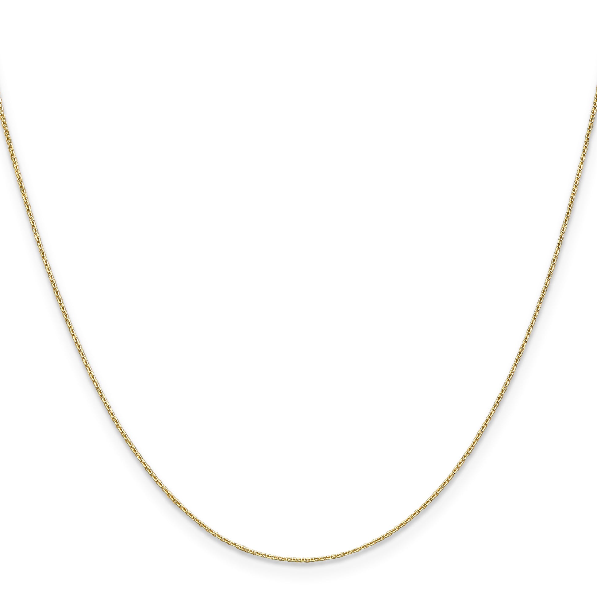14K 18 inch .65mm Diamond-cut Round Open Link Cable with Lobster Clasp Chain