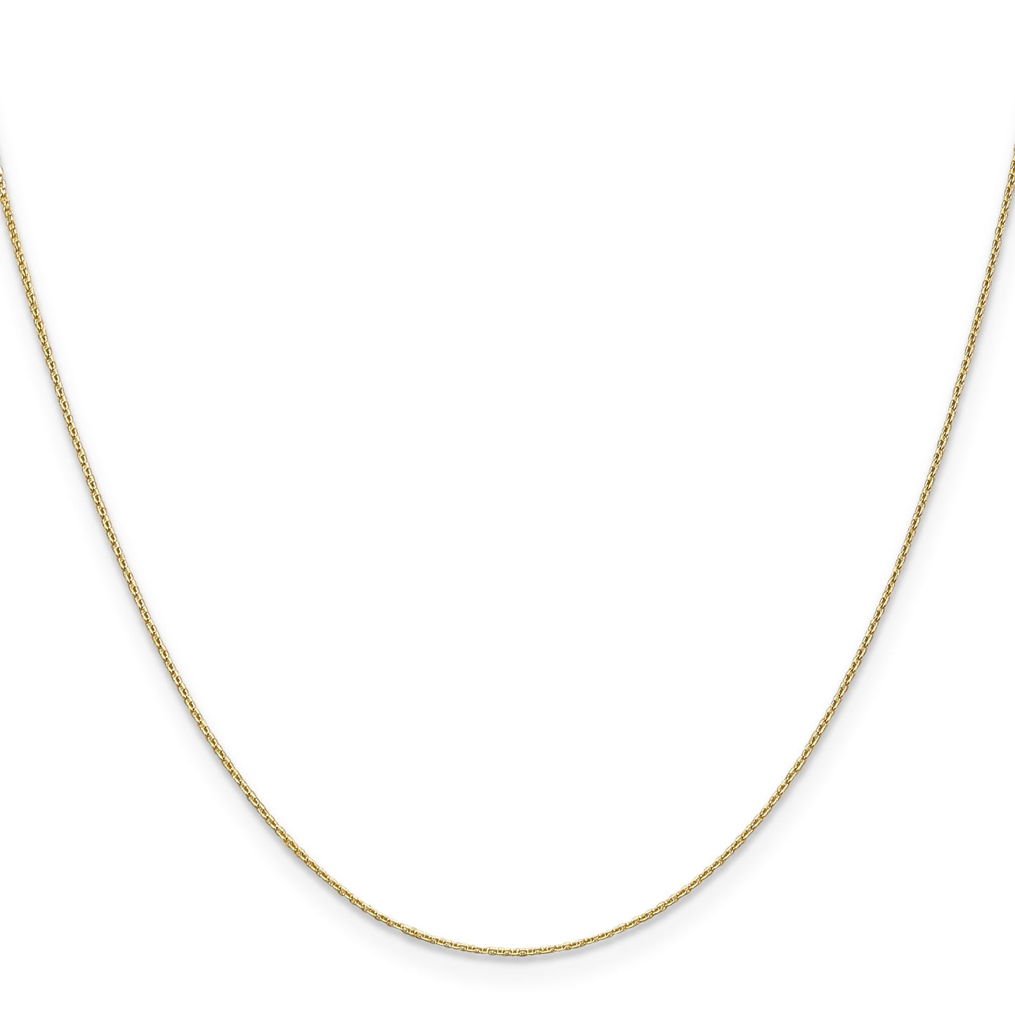 14K 16 inch .65mm Diamond-cut Round Open Link Cable with Lobster Clasp Chain