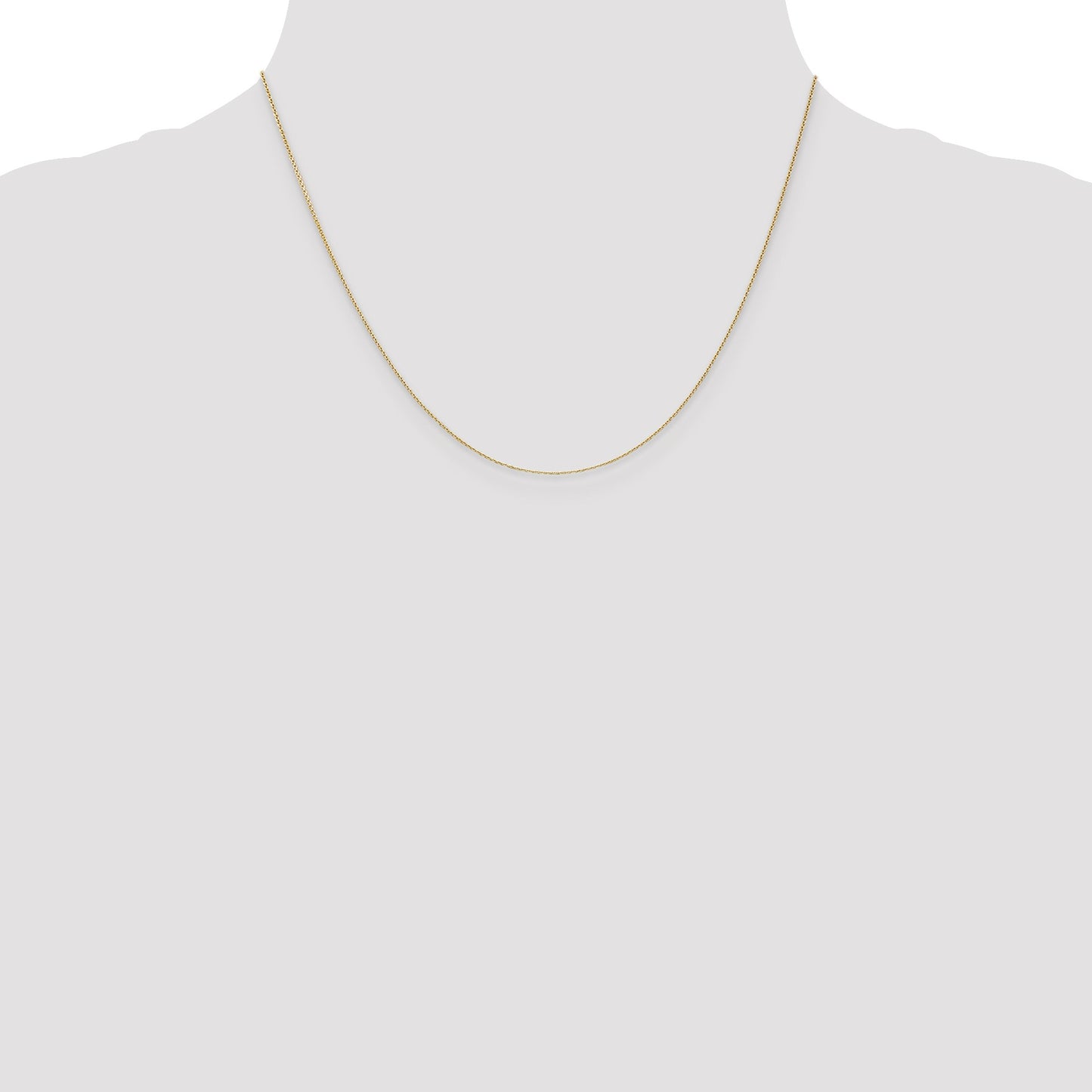 14K 18 inch .65mm Diamond-cut Round Open Link Cable with Lobster Clasp Chain