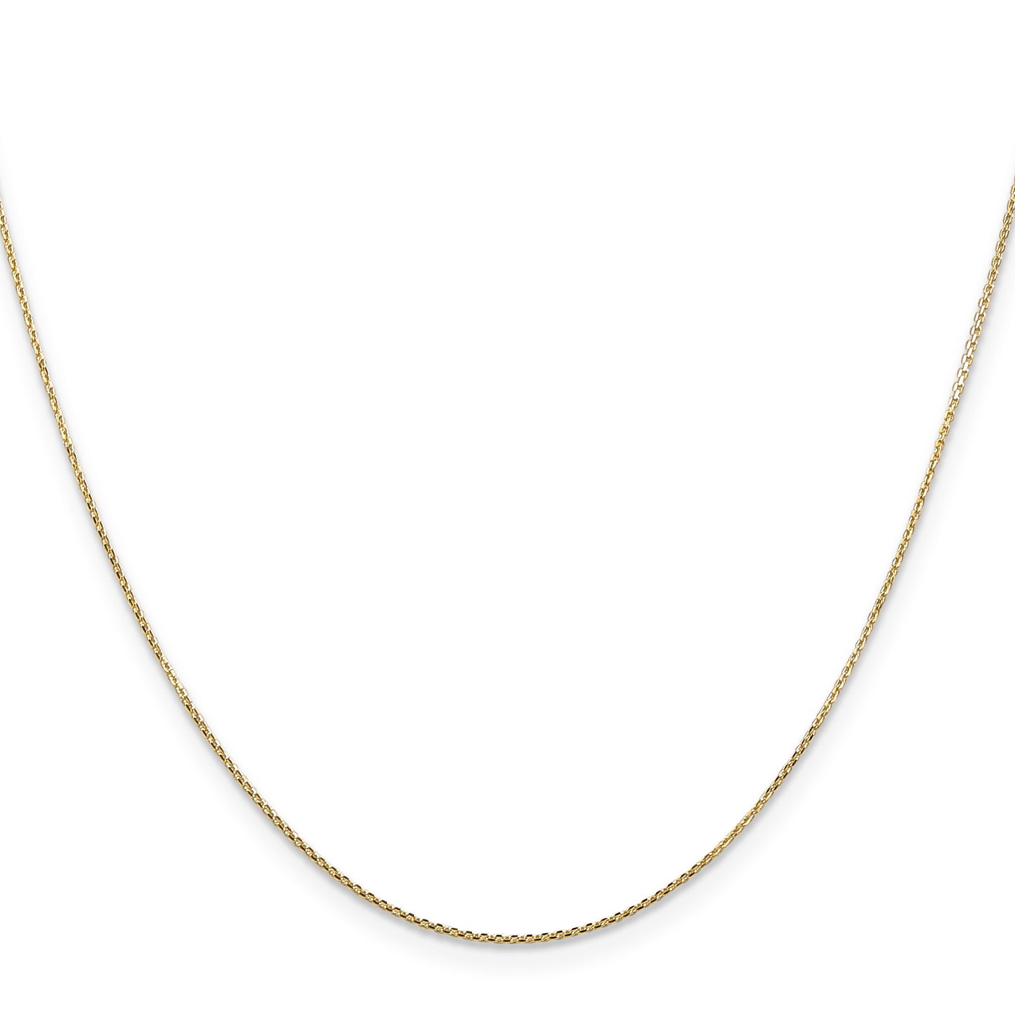 14K 16 inch .8mm Diamond-cut Round Open Link Cable with Lobster Clasp Chain