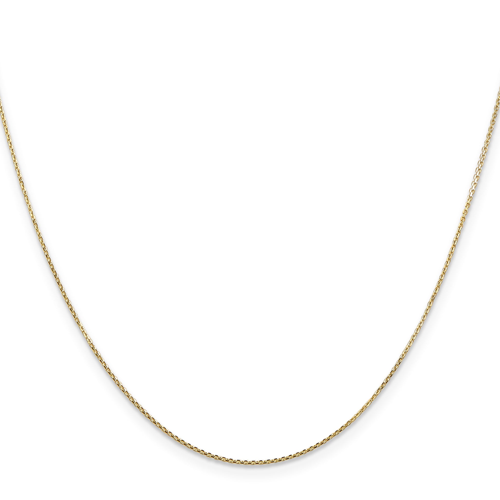 14K 16 inch .8mm Diamond-cut Round Open Link Cable with Lobster Clasp Chain