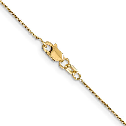 14K 22 inch .8mm Diamond-cut Round Open Link Cable with Lobster Clasp Chain