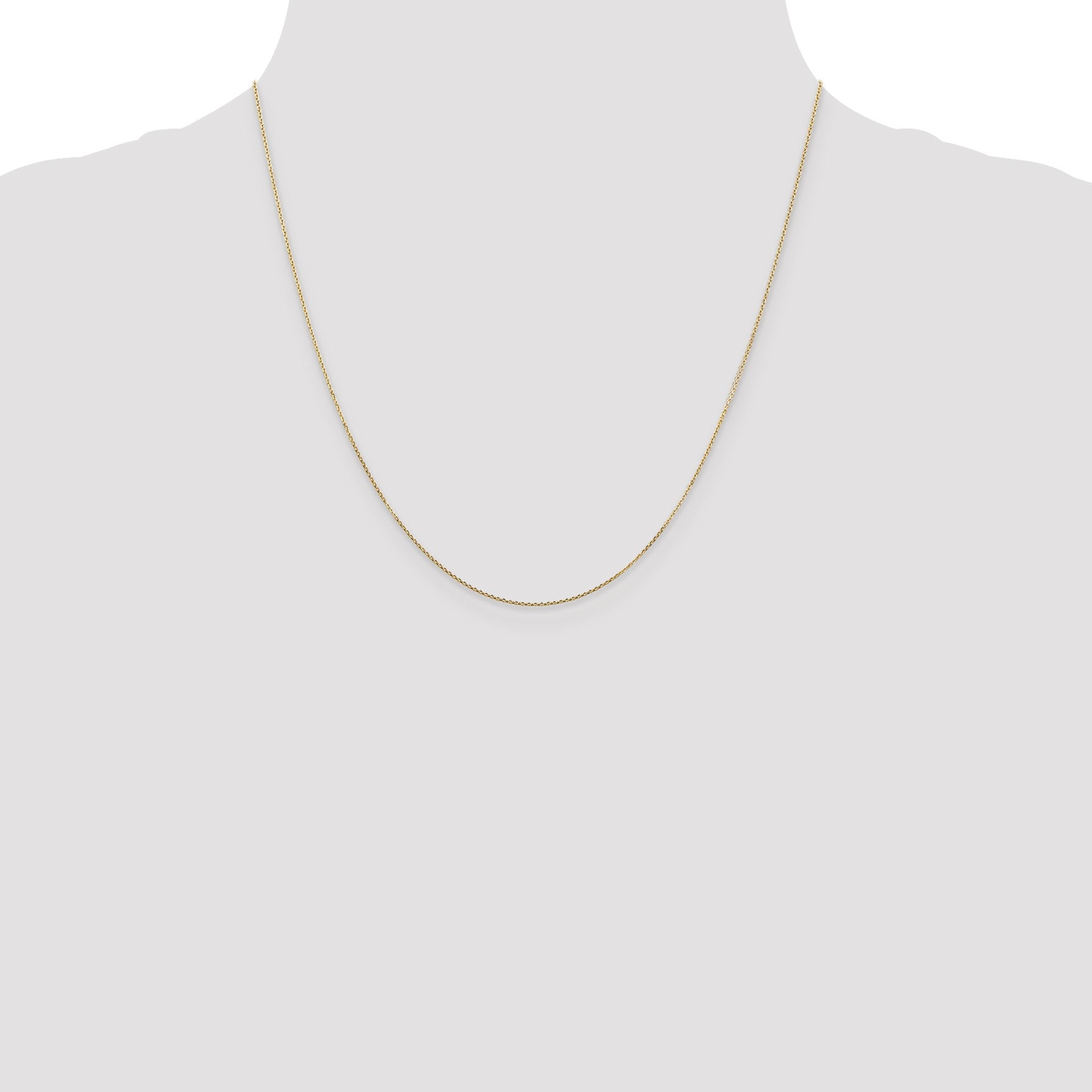 14K 20 inch .8mm Diamond-cut Round Open Link Cable with Lobster Clasp Chain