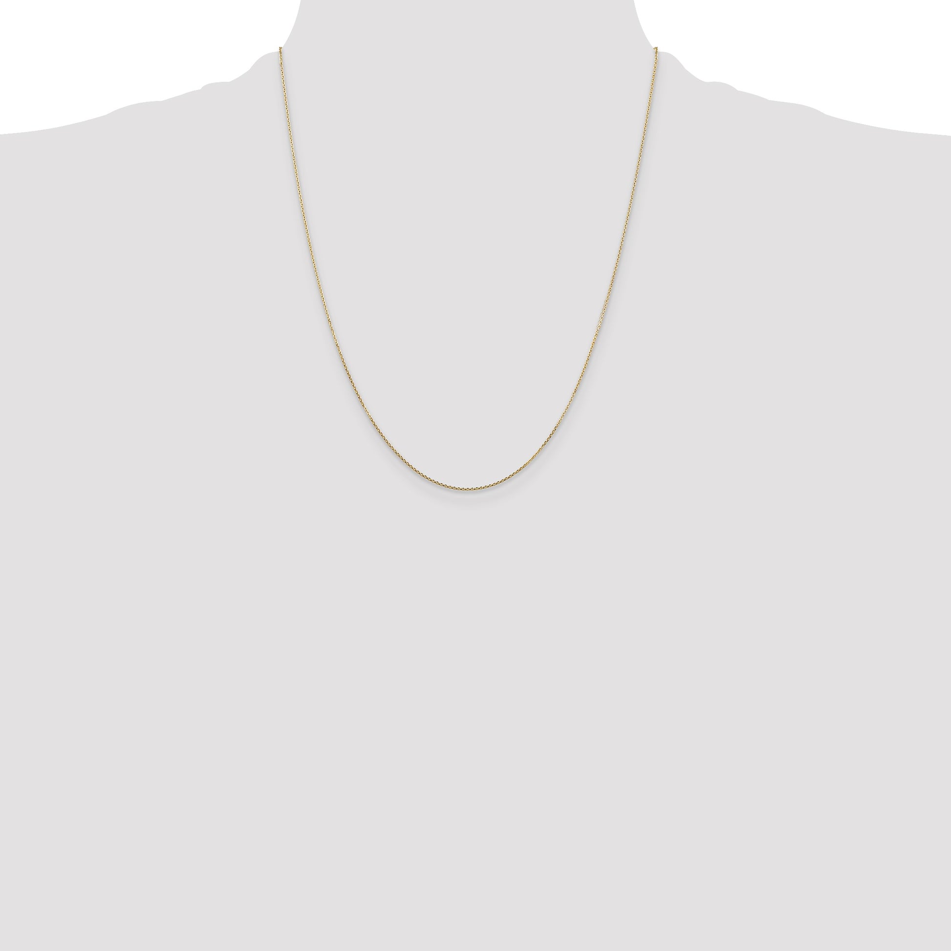 14K 22 inch .8mm Diamond-cut Round Open Link Cable with Lobster Clasp Chain