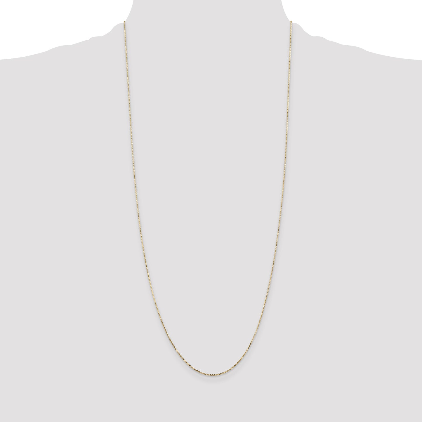 14K 30 inch .8mm Diamond-cut Round Open Link Cable with Lobster Clasp Chain
