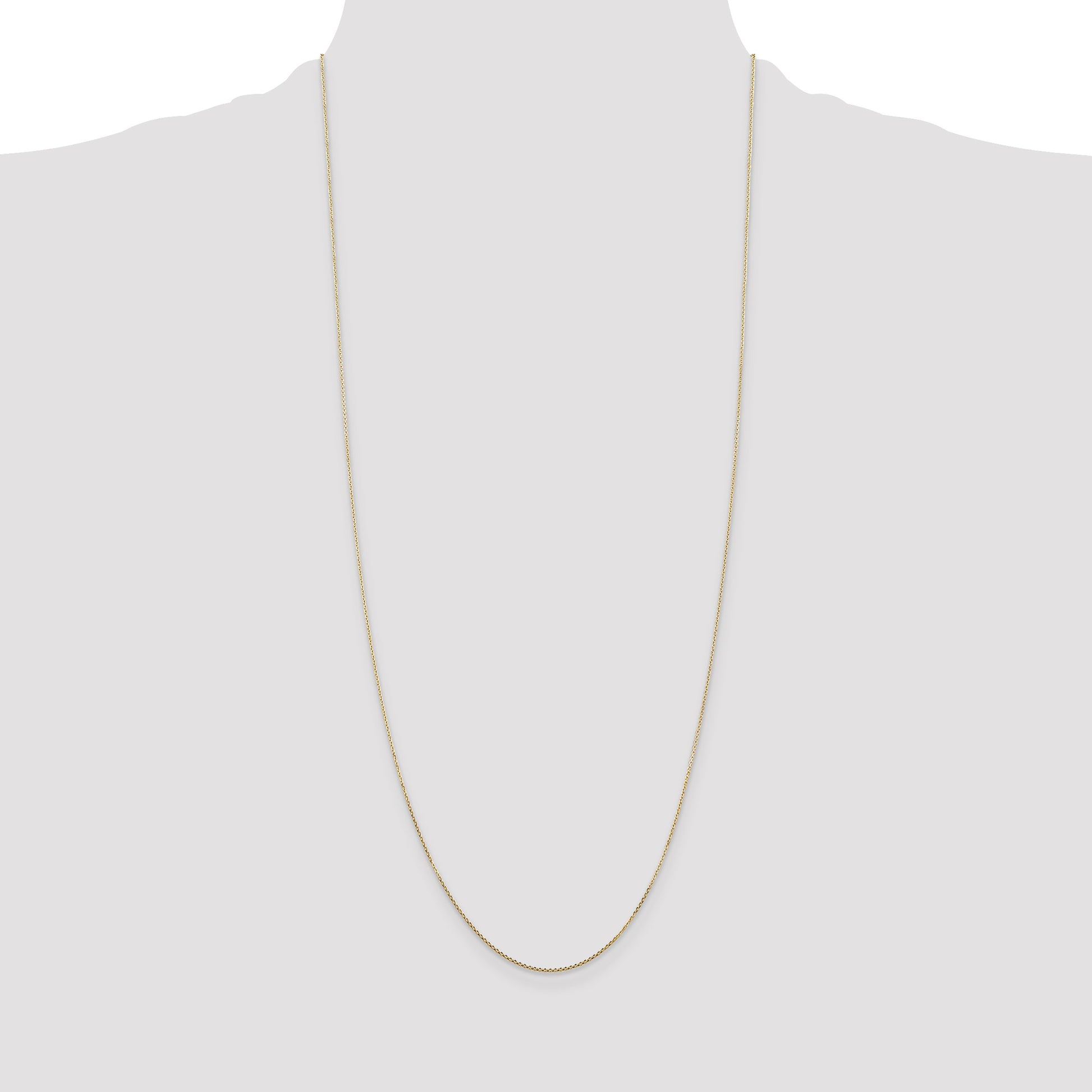 14K 30 inch .8mm Diamond-cut Round Open Link Cable with Lobster Clasp Chain