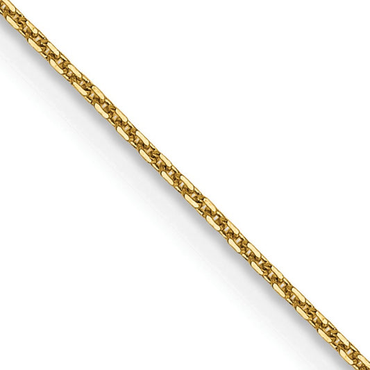 14K 20 inch .8mm Diamond-cut Round Open Link Cable with Lobster Clasp Chain