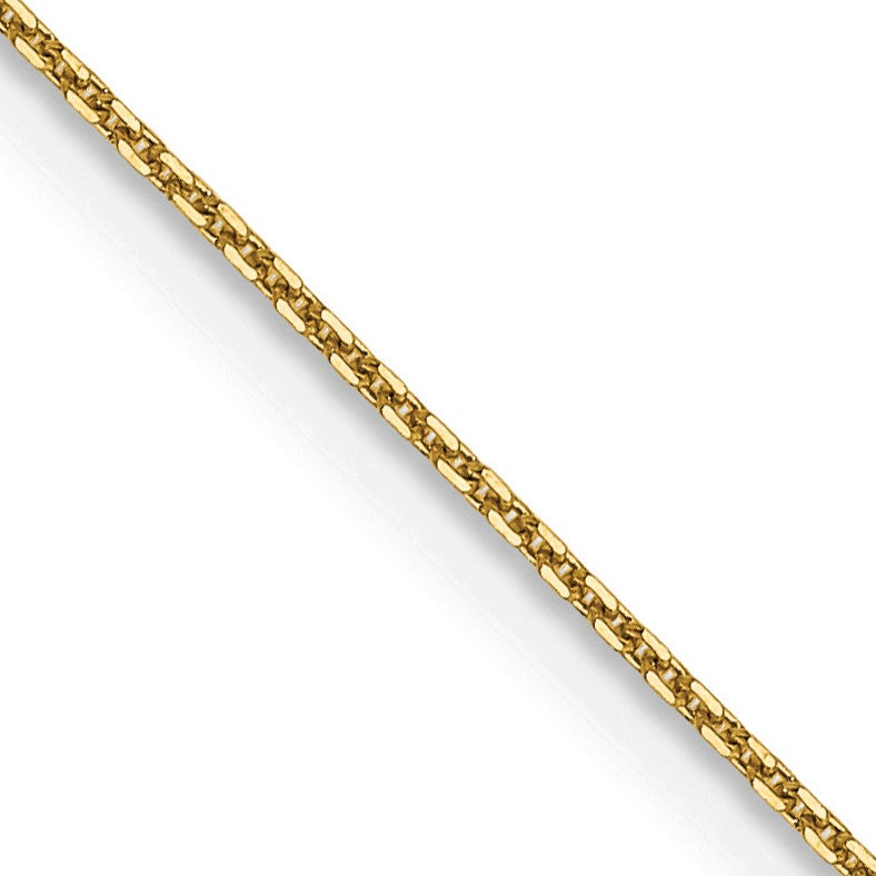 14K 14 inch .8mm Diamond-cut Round Open Link Cable with Lobster Clasp Chain