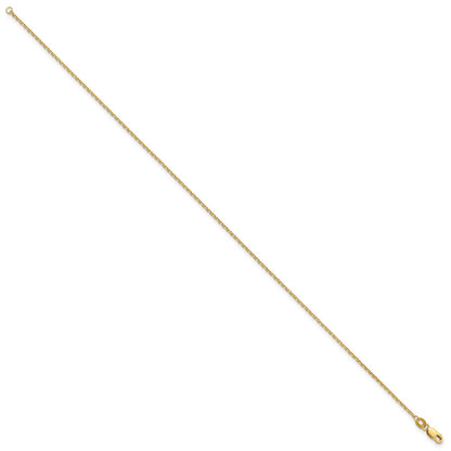 14K 10 inch 1.4mm Diamond-cut Round Open Link Cable with Lobster Clasp Anklet