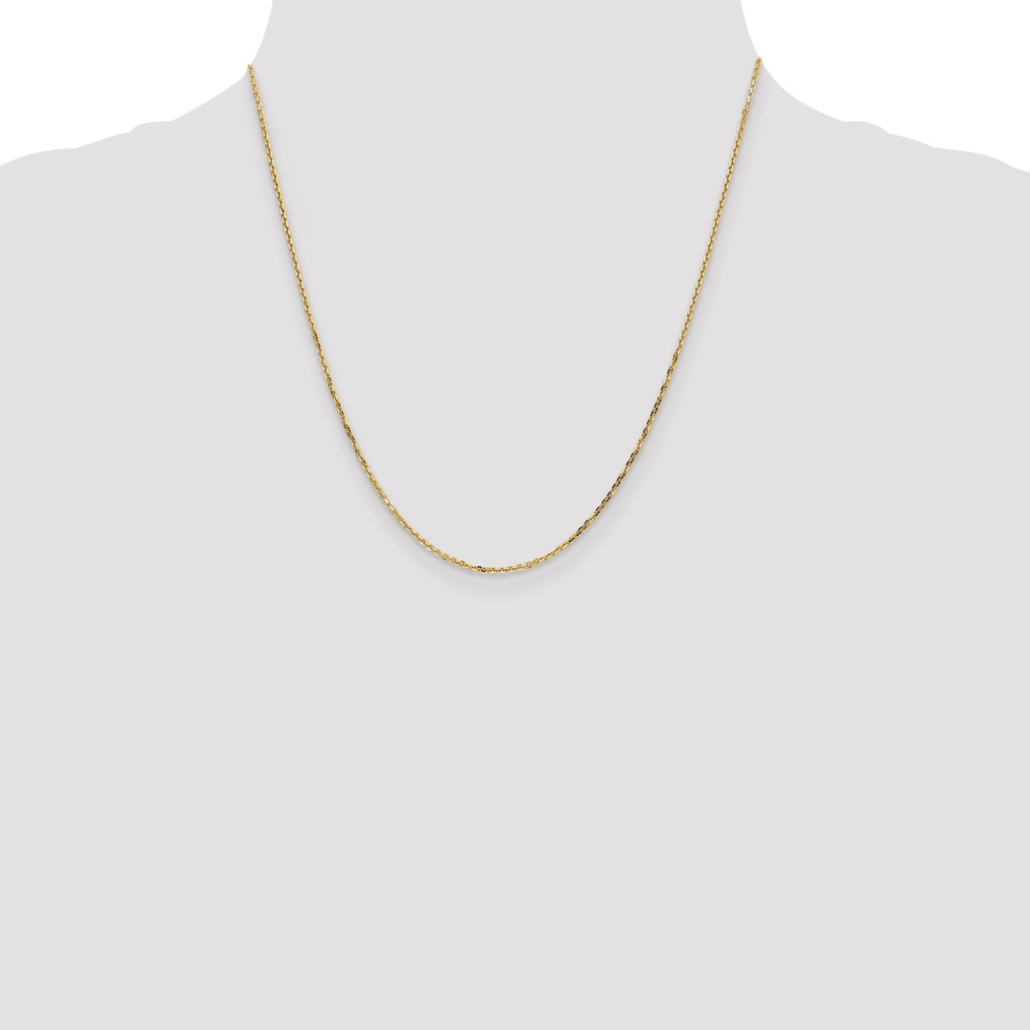 14K 20 inch 1.4mm Diamond-cut Round Open Link Cable with Lobster Clasp Chain