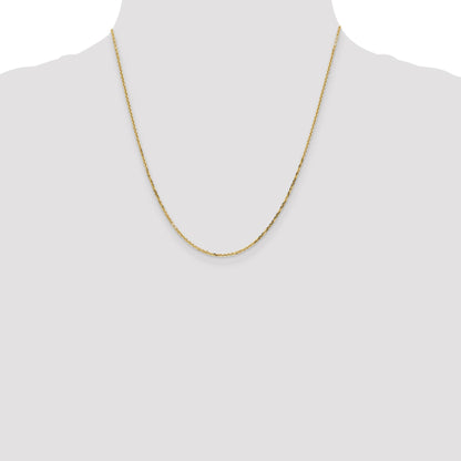 14K 20 inch 1.4mm Diamond-cut Round Open Link Cable with Lobster Clasp Chain