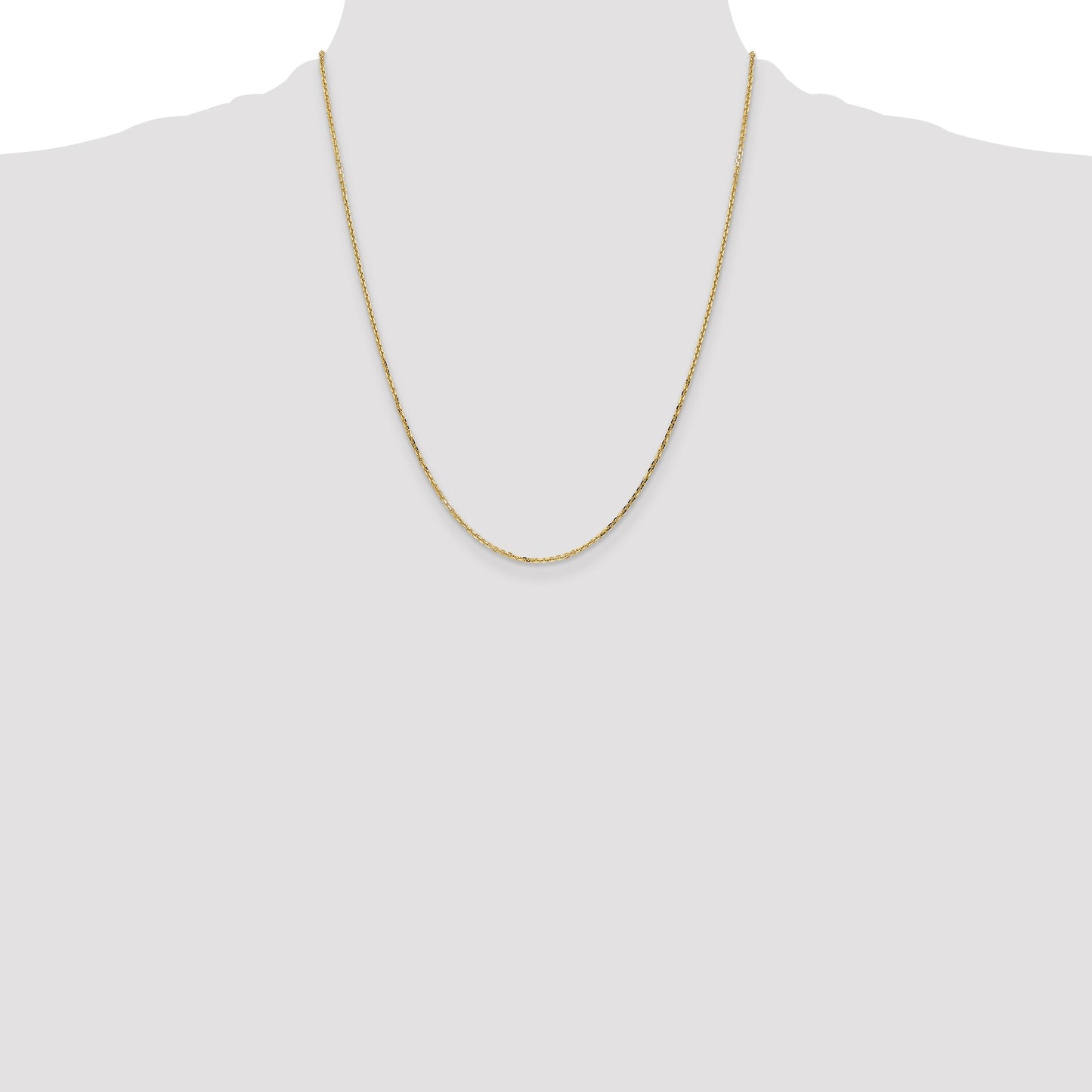 14K 22 inch 1.4mm Diamond-cut Round Open Link Cable with Lobster Clasp Chain