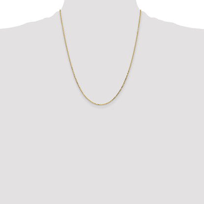 14K 22 inch 1.4mm Diamond-cut Round Open Link Cable with Lobster Clasp Chain