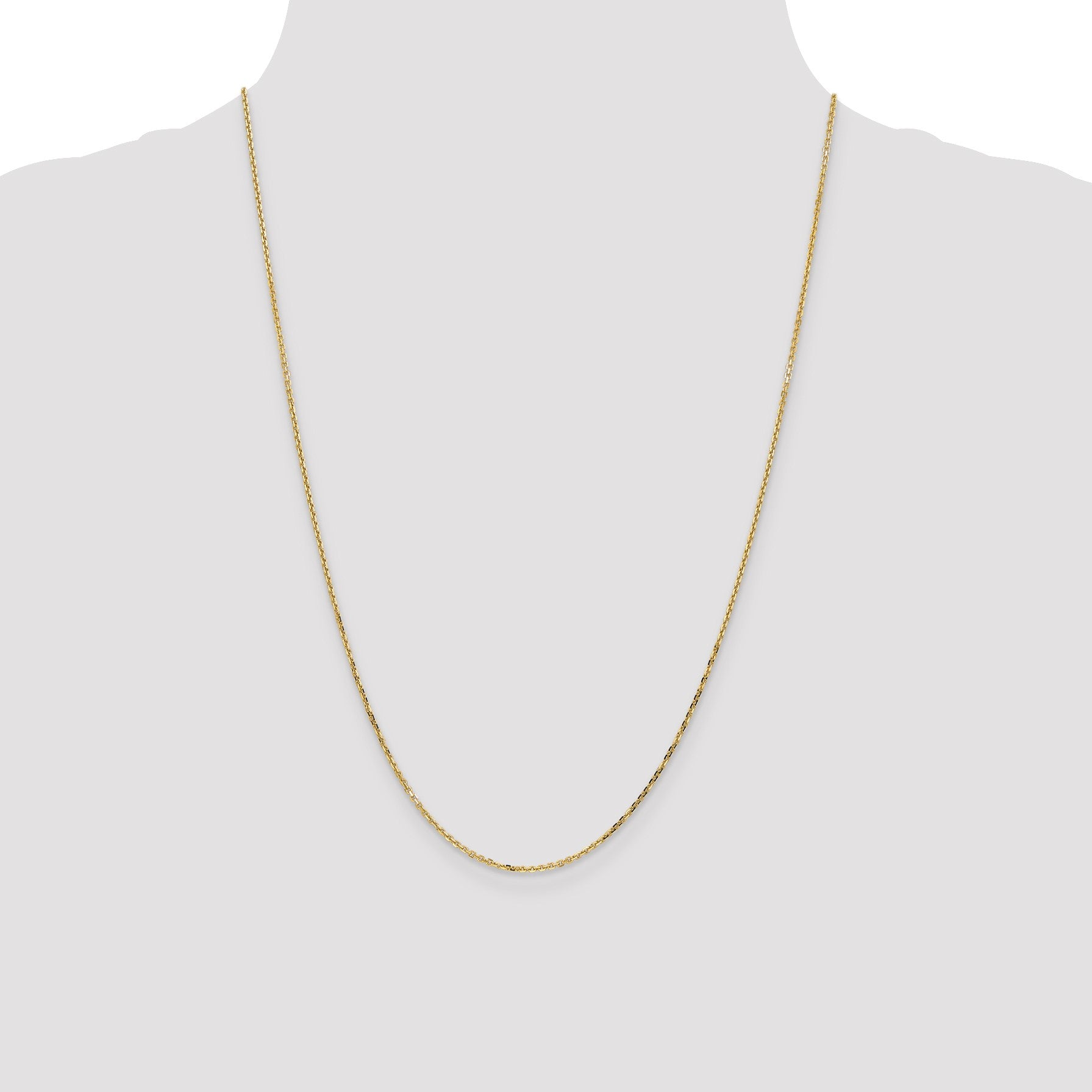 14K 24 inch 1.4mm Diamond-cut Round Open Link Cable with Lobster Clasp Chain