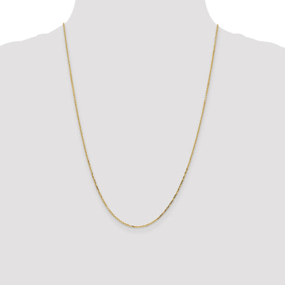 14K 24 inch 1.4mm Diamond-cut Round Open Link Cable with Lobster Clasp Chain