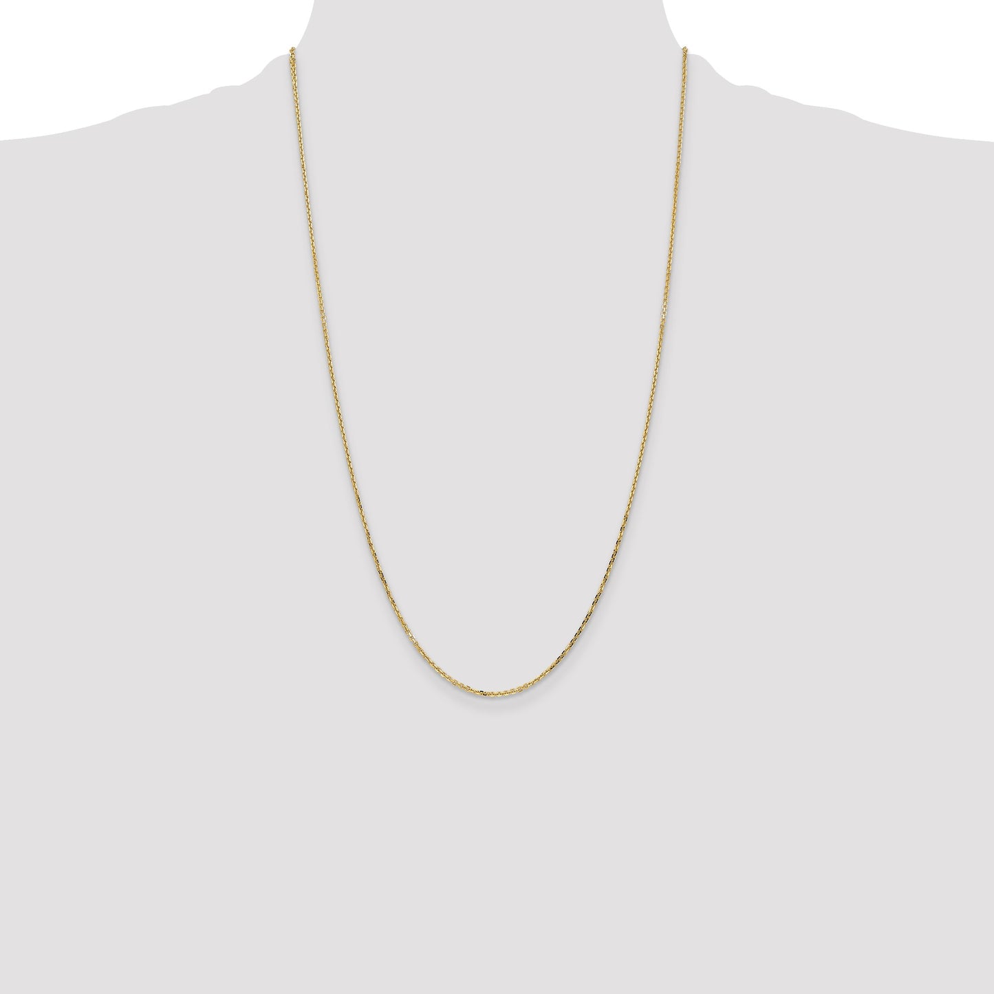 14K 26 inch 1.4mm Diamond-cut Round Open Link Cable with Lobster Clasp Chain
