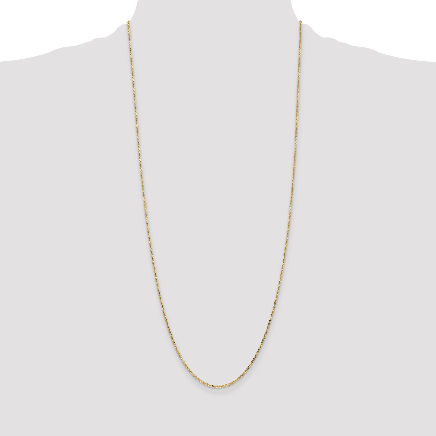 14K 30 inch 1.4mm Diamond-cut Round Open Link Cable with Lobster Clasp Chain