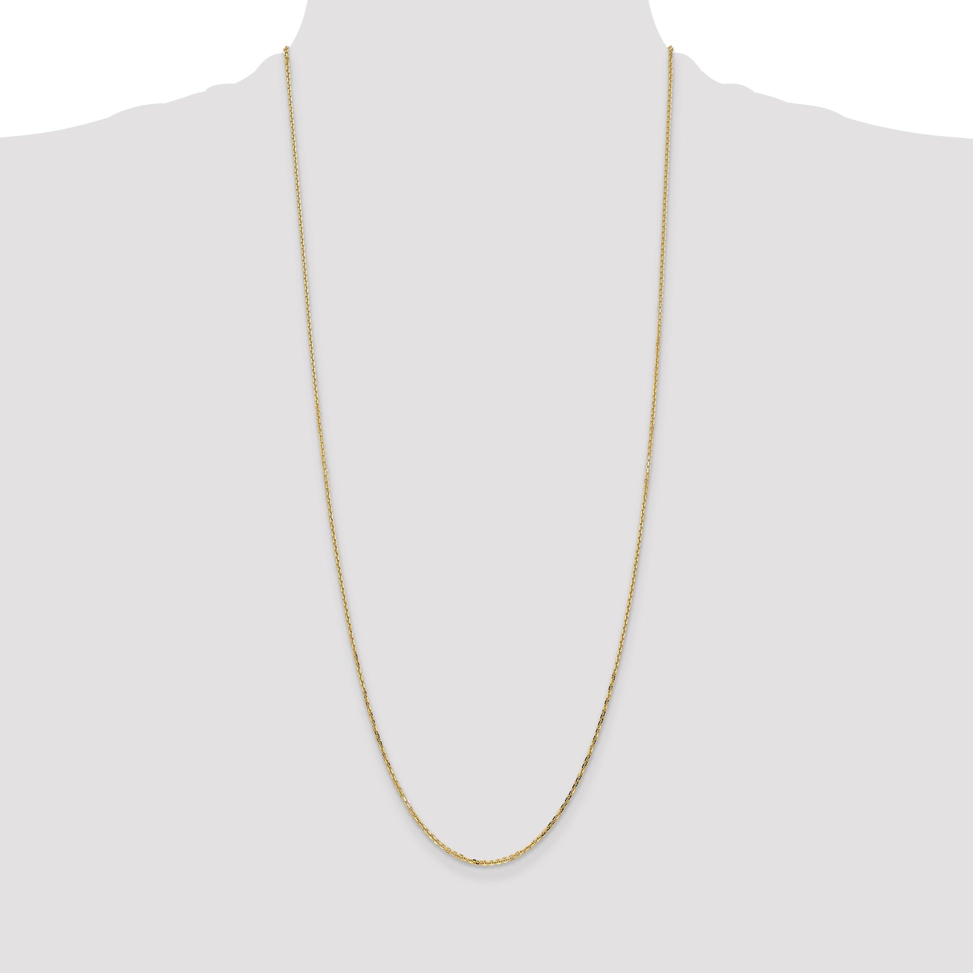 14K 30 inch 1.4mm Diamond-cut Round Open Link Cable with Lobster Clasp Chain