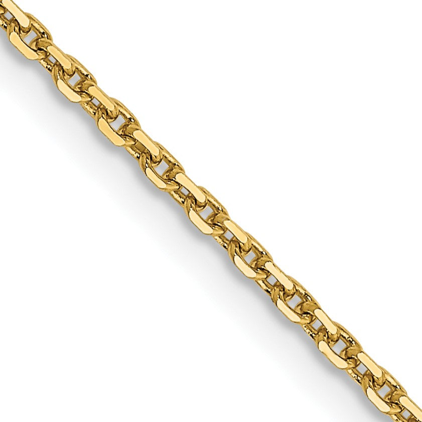 14K 24 inch 1.4mm Diamond-cut Round Open Link Cable with Lobster Clasp Chain