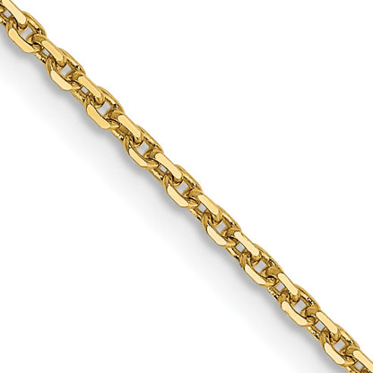 14K 24 inch 1.4mm Diamond-cut Round Open Link Cable with Lobster Clasp Chain