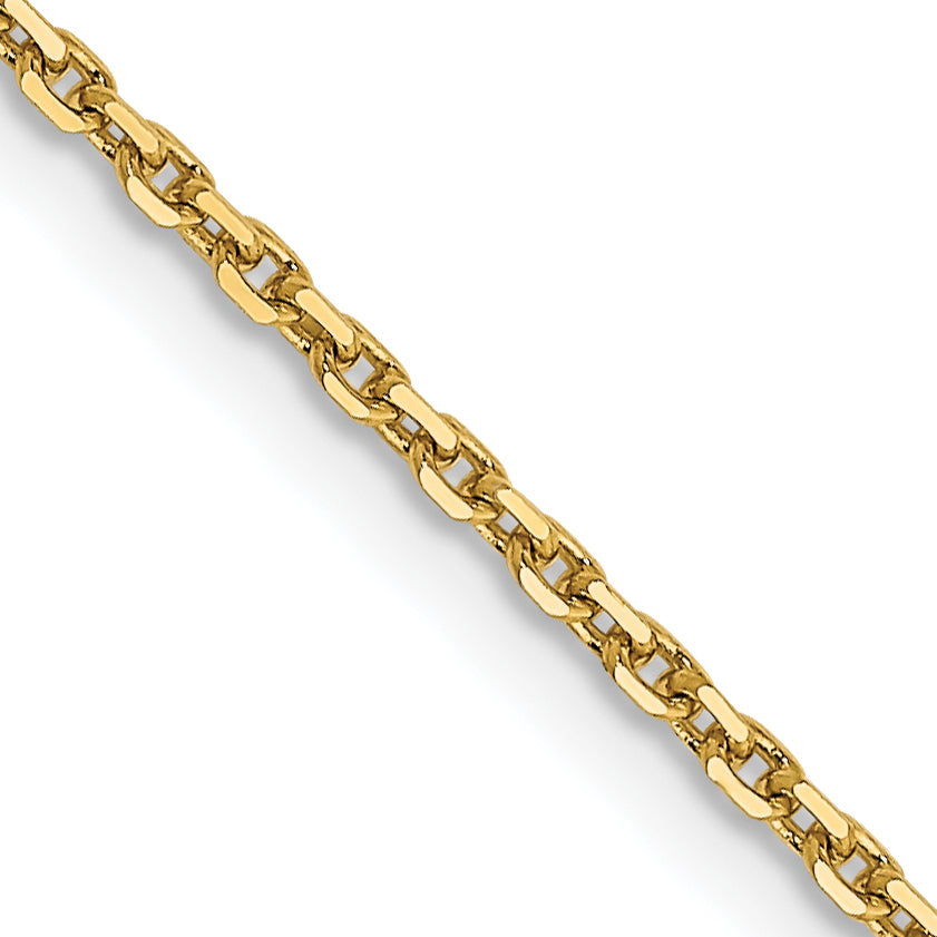 14K 22 inch 1.4mm Diamond-cut Round Open Link Cable with Lobster Clasp Chain