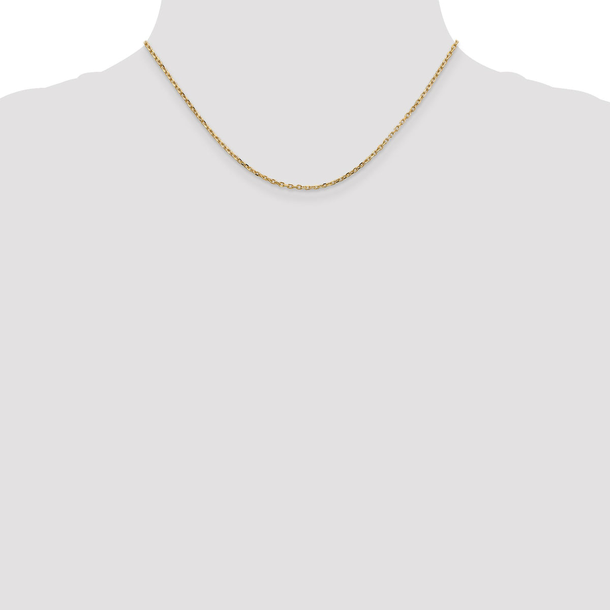 14K 16 inch 1.8mm Diamond-cut Round Open Link Cable with Lobster Clasp Chain