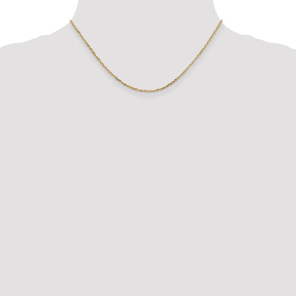 14K 16 inch 1.8mm Diamond-cut Round Open Link Cable with Lobster Clasp Chain