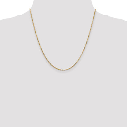 14K 20 inch 1.8mm Diamond-cut Round Open Link Cable with Lobster Clasp Chain