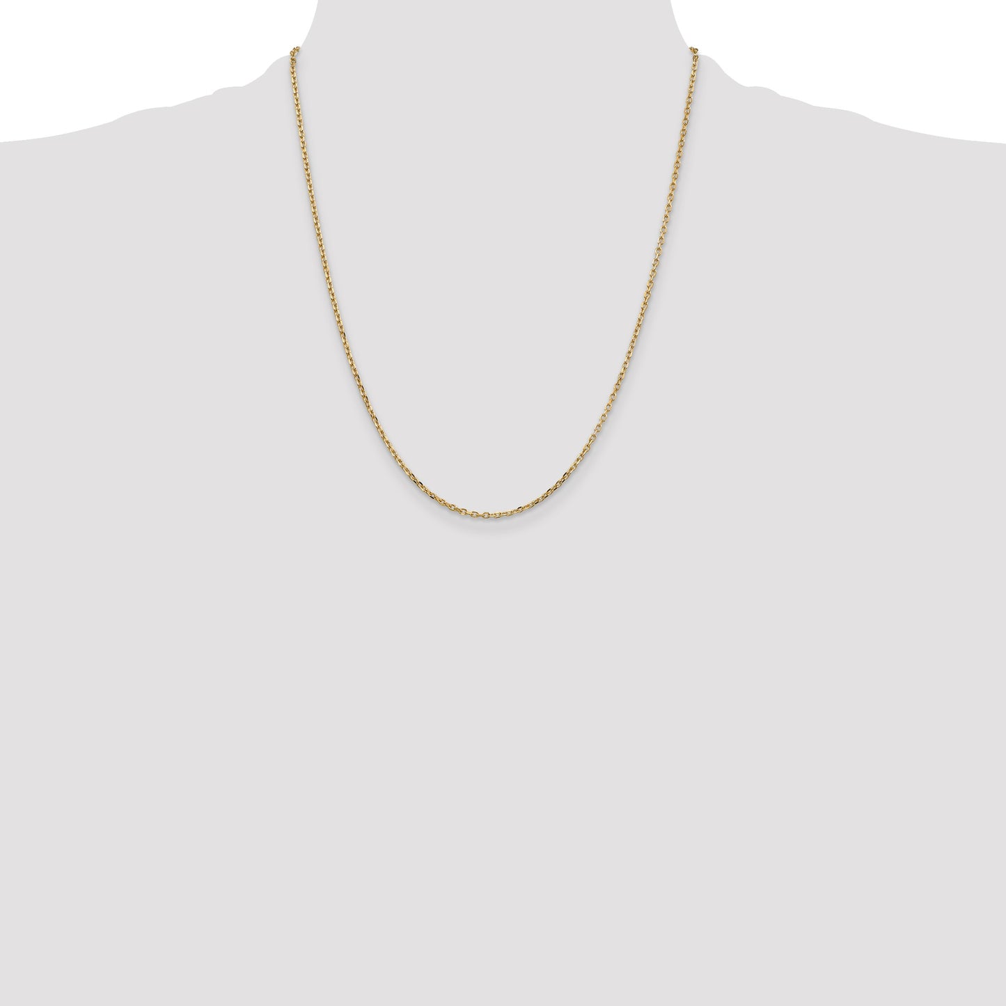 14K 22 inch 1.8mm Diamond-cut Round Open Link Cable with Lobster Clasp Chain