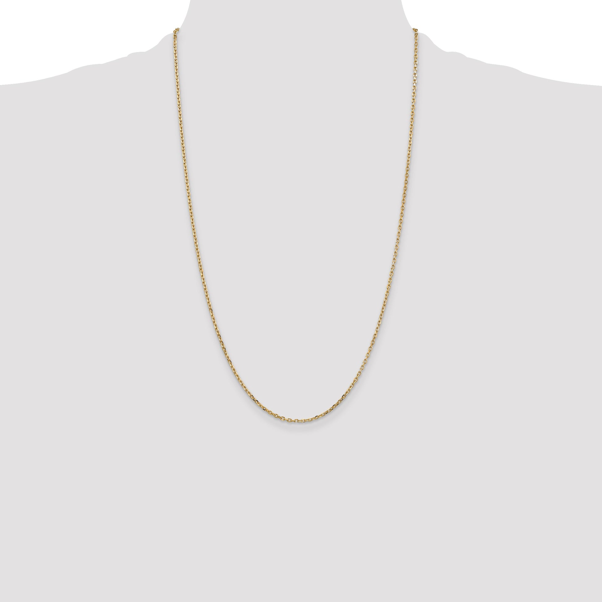 14K 26 inch 1.8mm Diamond-cut Round Open Link Cable with Lobster Clasp Chain
