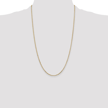 14K 26 inch 1.8mm Diamond-cut Round Open Link Cable with Lobster Clasp Chain