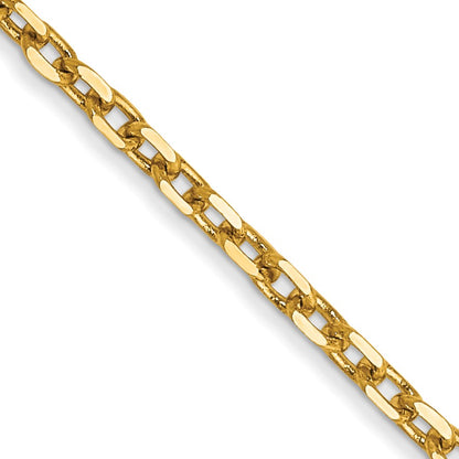 14K 26 inch 1.8mm Diamond-cut Round Open Link Cable with Lobster Clasp Chain
