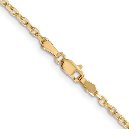 14K 22 inch 2.2mm Diamond-cut Round Open Link Cable with Lobster Clasp Chain