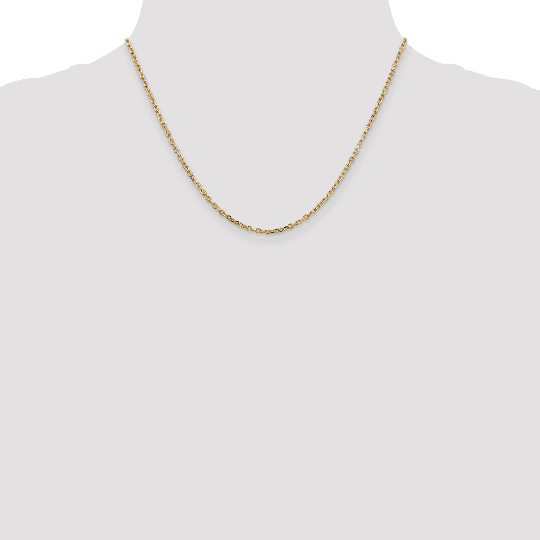 14K 18 inch 2.2mm Diamond-cut Round Open Link Cable with Lobster Clasp Chain