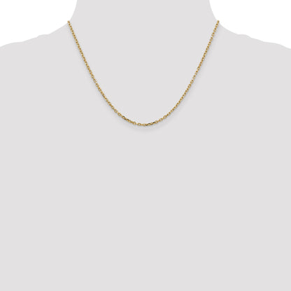 14K 18 inch 2.2mm Diamond-cut Round Open Link Cable with Lobster Clasp Chain