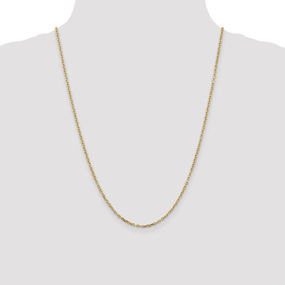 14K 24 inch 2.2mm Diamond-cut Round Open Link Cable with Lobster Clasp Chain