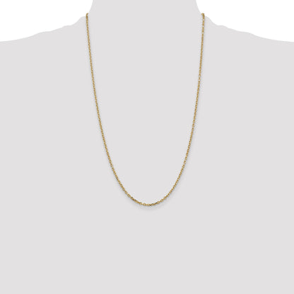 14K 26 inch 2.2mm Diamond-cut Round Open Link Cable with Lobster Clasp Chain
