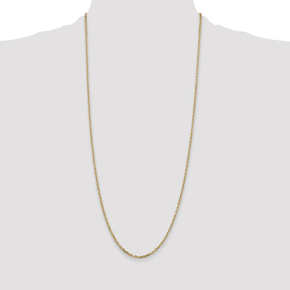 14K 30 inch 2.2mm Diamond-cut Round Open Link Cable with Lobster Clasp Chain