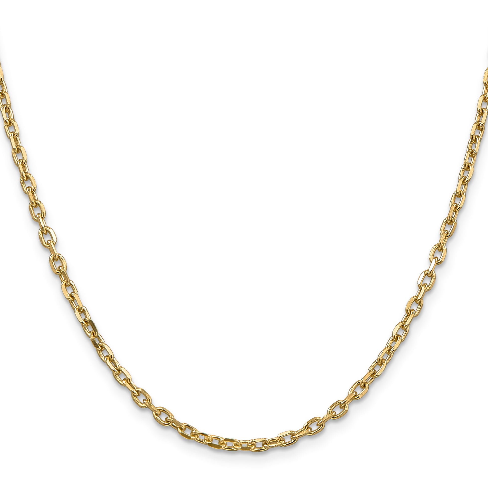 14K 18 inch 3mm Diamond-cut Round Open Link Cable with Lobster Clasp Chain