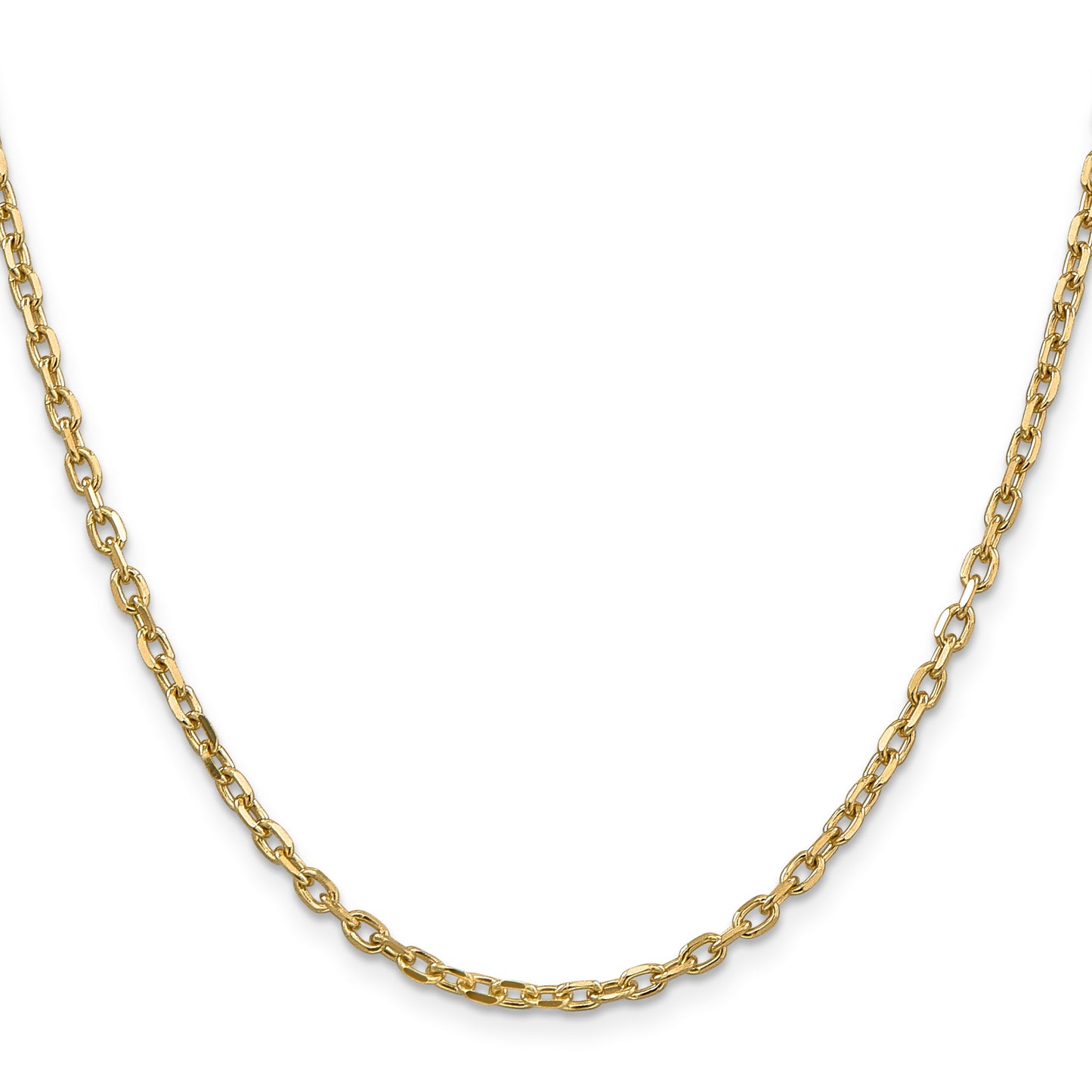 14K 30 inch 3mm Diamond-cut Round Open Link Cable with Lobster Clasp Chain